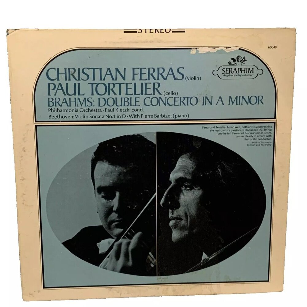 Christian Ferras, Paul Tortelier Brahms Double Concerto Seraphim 60048 VG+